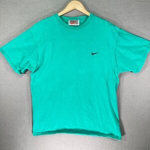 Nike T Shirt Teal Swoosh Logo Made in USA Men's Size Large